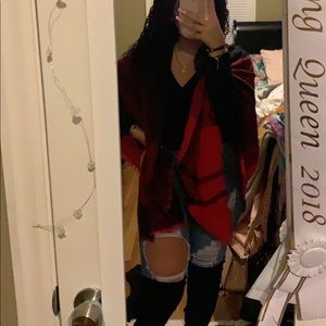 red and black shawl